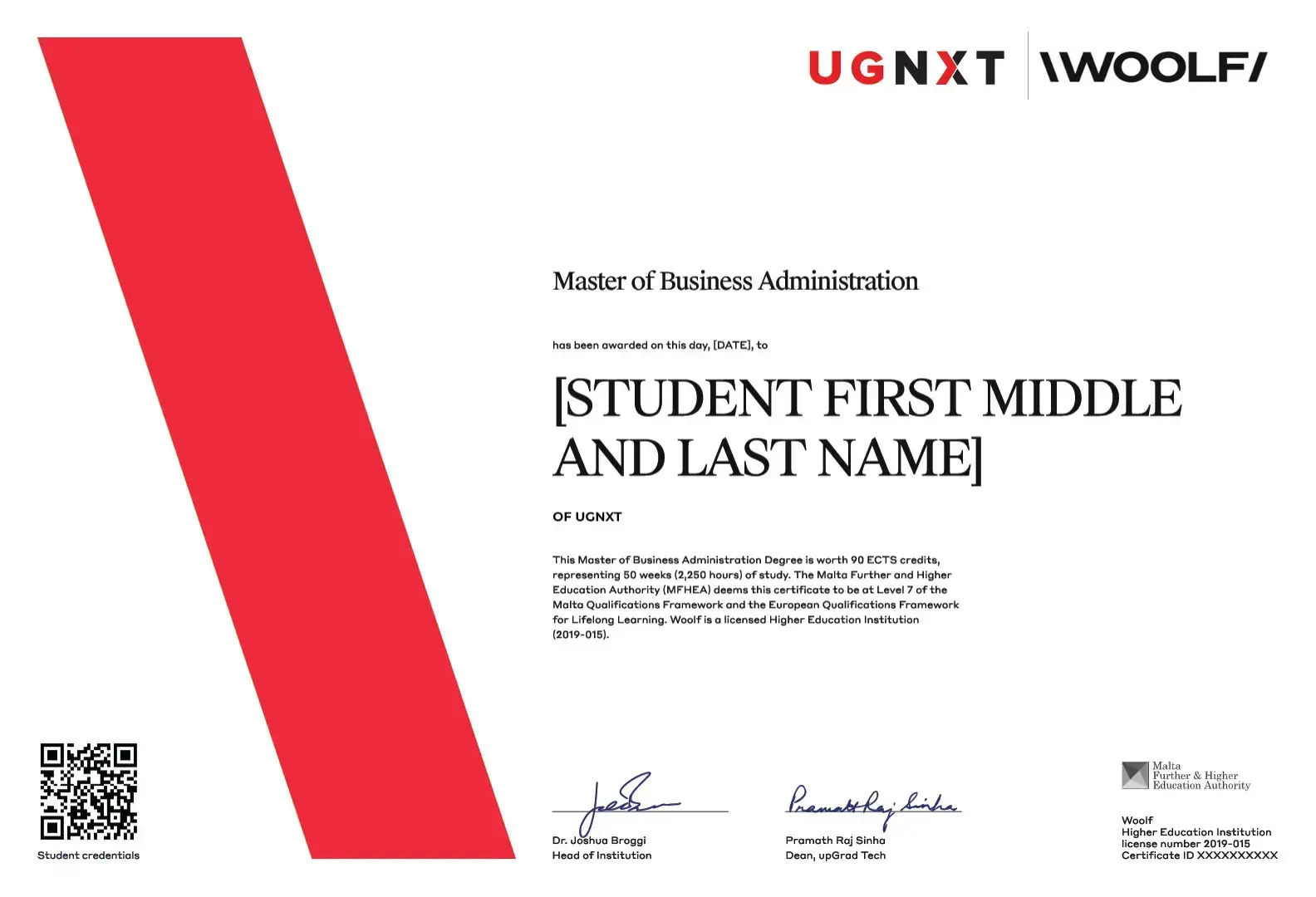 WOOLF MBA Certificate